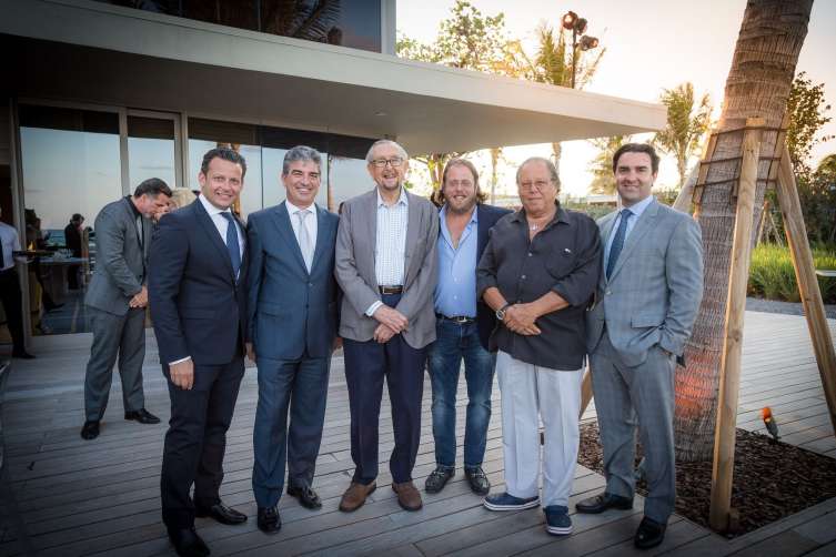 Eric Fordin, Carlos Rosso, César Pelli, Gil Dezer, Michael Dezer & Sebastian Tettamanti at the Armani/Casa Opening Dinner 