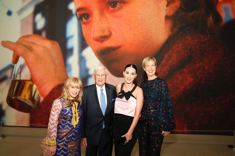 From left, artist Cindy Sherman, founder Eli Broad, Katy Perry and Joanne Heyler, Founding Director, The Broad 
