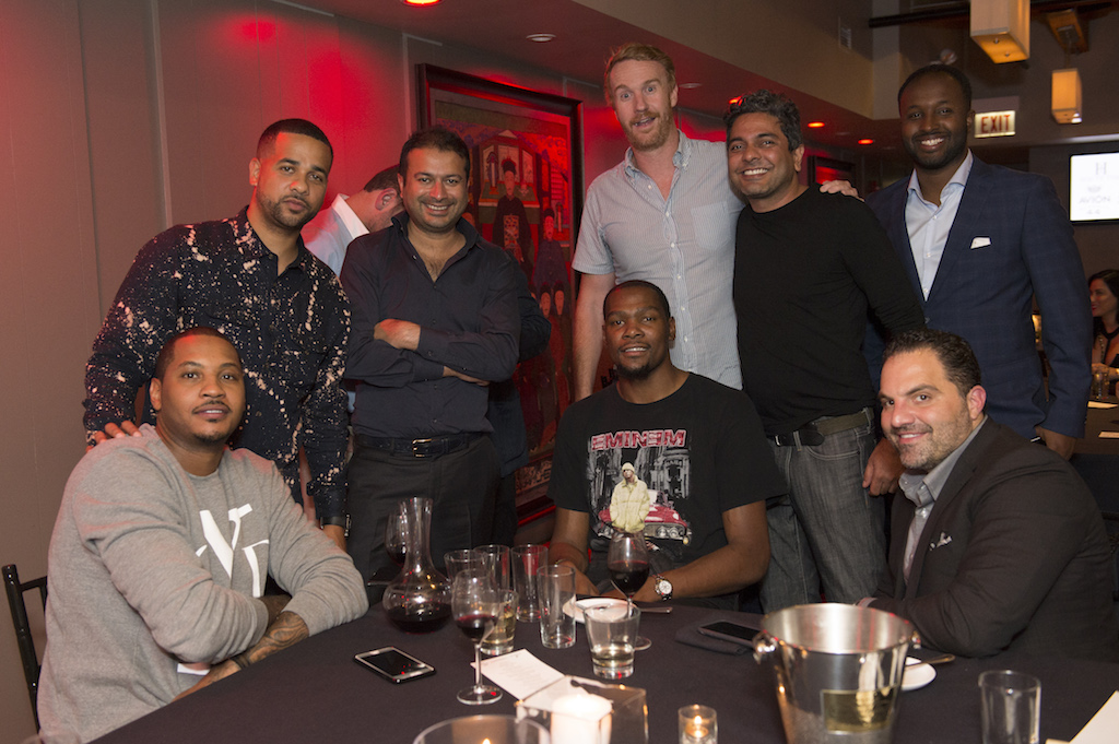 Carmelo Anthony, Kevin Durant and Kamal Hotchandani at Sunda Chicago