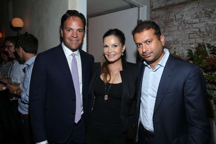 NEW YORK, NY - JULY 31: (L-R) Mike Piazza, Alicia Rickter and Kamal Hotchandani attend 'Haute Living Honors Mike Piazza' dinner event presented by Johnnie Walker Blue Label and JetSmarter at Mamo on July 31, 2016 in New York City. (Photo by Rob Kim/Getty Images)