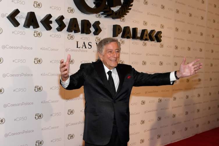 Tony Bennett arrives on the red carpet to celebrate the 50th anniversary of Caesars Palace. 