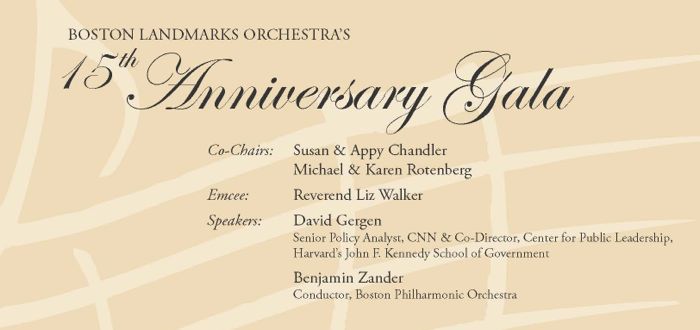 Boston Landmarks Orchestra Gala, October 1, 2016, Mandarin Oriental Hotel, 776 Boylston Street, Boston, MA
