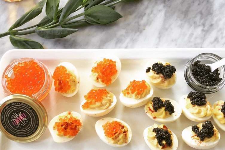 Deviled eggs and Caviar Company caviar