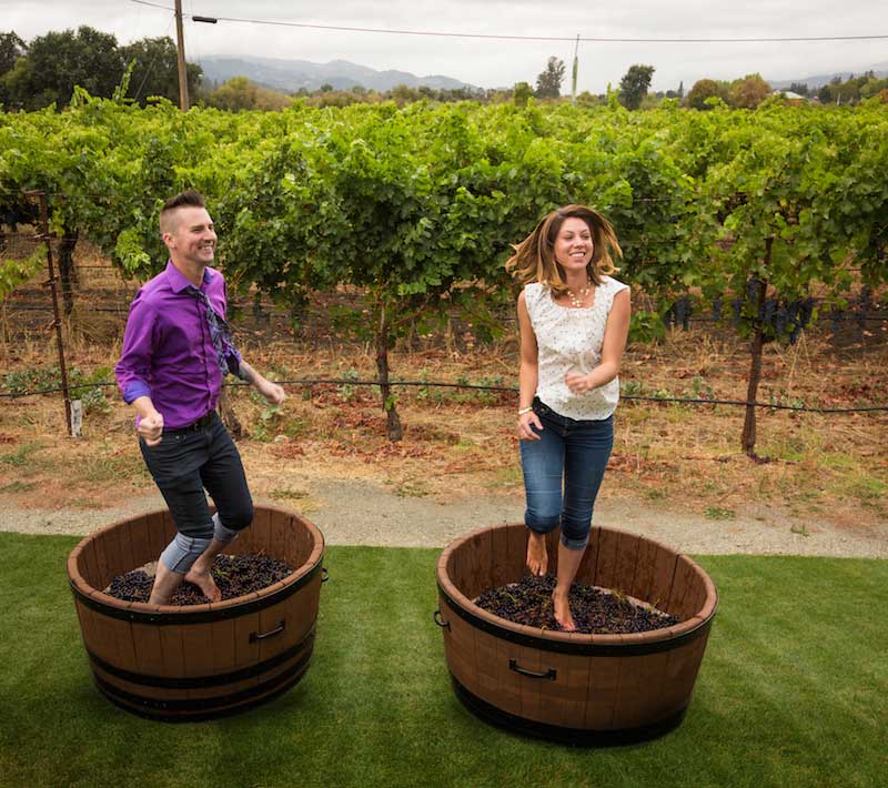 Stomping grapes at Grigch