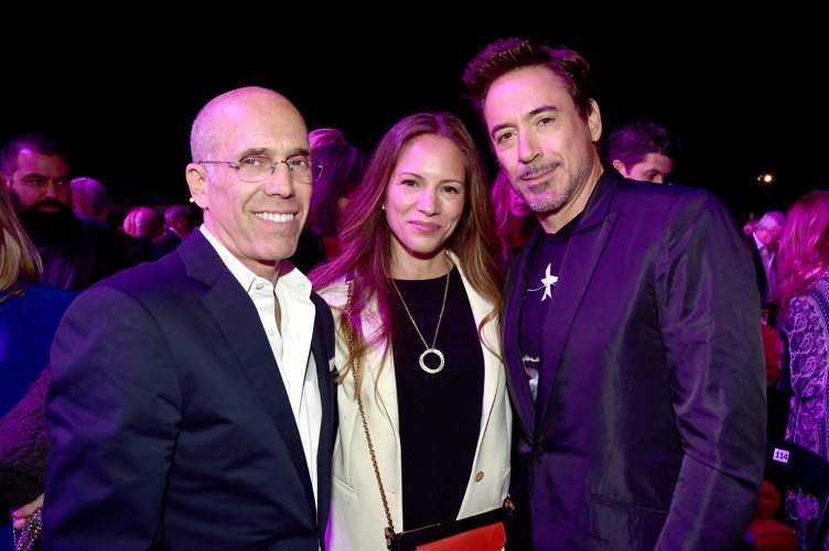 Producer Jeffrey Katzenberg, producer Susan Downey, and actor Robert Downey Jr.