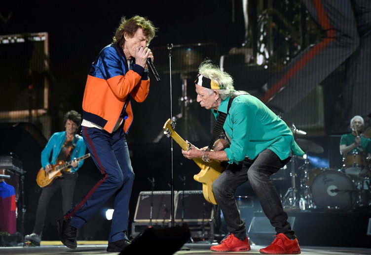 Ronnie Wood, Mick Jagger, Keith Richards and Charlie Watts of The Rolling Stones perform onstage during Desert Trip at The Empire Polo Club on October 7