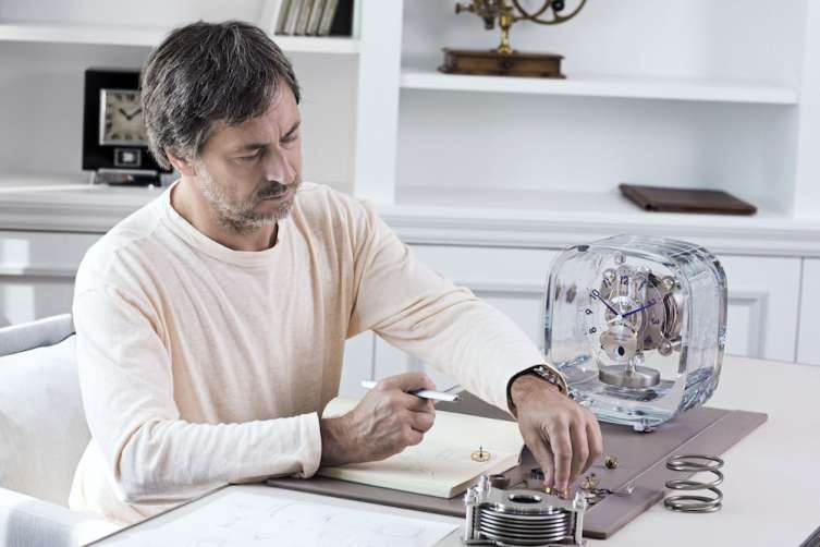 Marc Newson working on the Jaeger LeCoultre Atmos