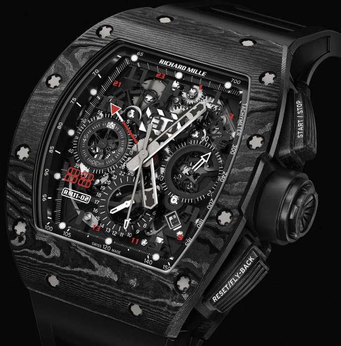 RICHARD MILLE RM 11-02 Automatic Flyback Chronograph Dual Time Zone Jet Black