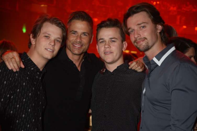 John Lowe and his father Rob Lowe celebrated John's 21st birthday at Omnia Nightclub with friends. 
