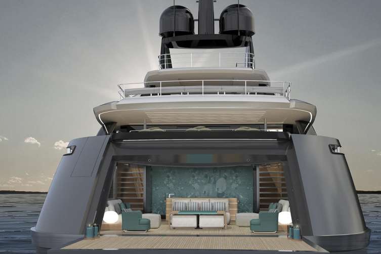 J.R. and Loren Ridinger's new superyacht from Rossinavi features two outdoor pools. 