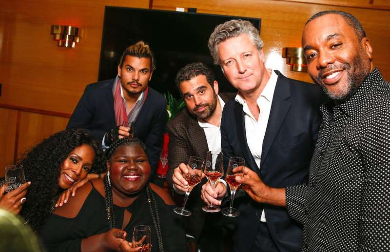 WEST HOLLYWOOD, CA - DECEMBER 07: Tasha Smith, Gabourney Sidibe, Crime By Design, Seth Semilof, Yves de Launay and Lee Daniels attend attend the Haute Living Celebrates San Francisco's Lee Daniels Cover Launch with Louis XIII and Rolls-Royce at Delilah on December 7, 2016 in West Hollywood, California. (Photo by Rochelle Brodin/Getty Images for Haute Living)