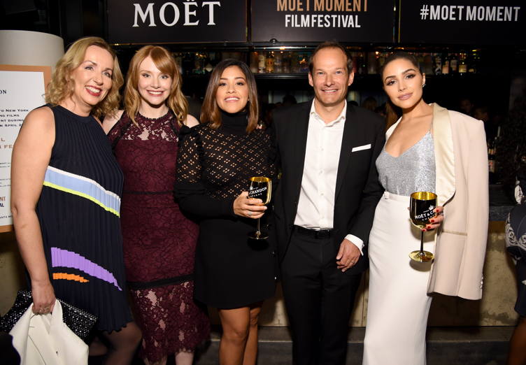 HFPA Judge Elisabeth Sereda, actress Bryce Dallas Howard actress Gina Rodriguez , Moet and Chandon VP Renaud Butel and actress Olivia Culpo attend Moet & Chandon Celebrates The 2nd Annual Moet Moment Film Festival and Kicks off Golden Globes Week at Doheny Room 