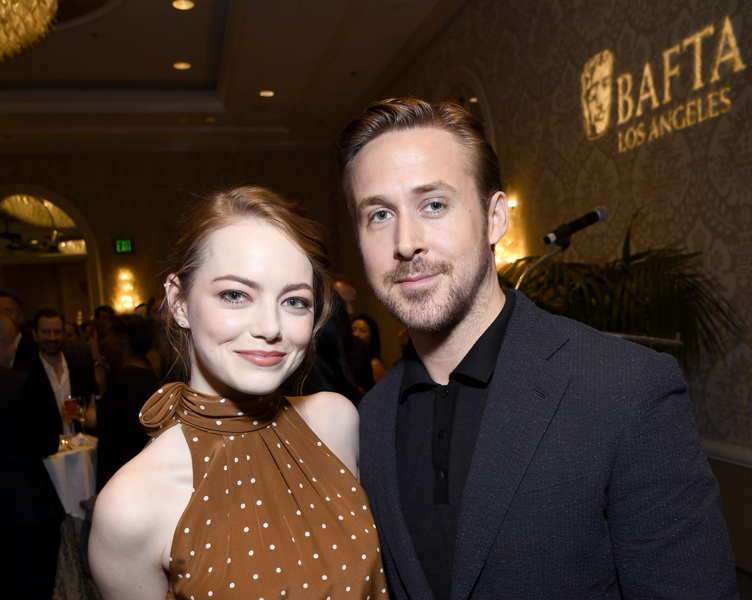 La La Land co-stars Emma Stone and Ryan Gosling attend The BAFTA Tea Party at Four Seasons Hotel Los Angeles at Beverly Hills 