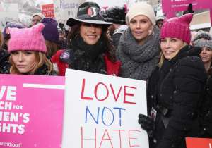 Zoey Deutch, Jennifer Beals, Charlize Theron, and Chelsea Handler attend The March On Main hosted by Chelsea Handler on January 20