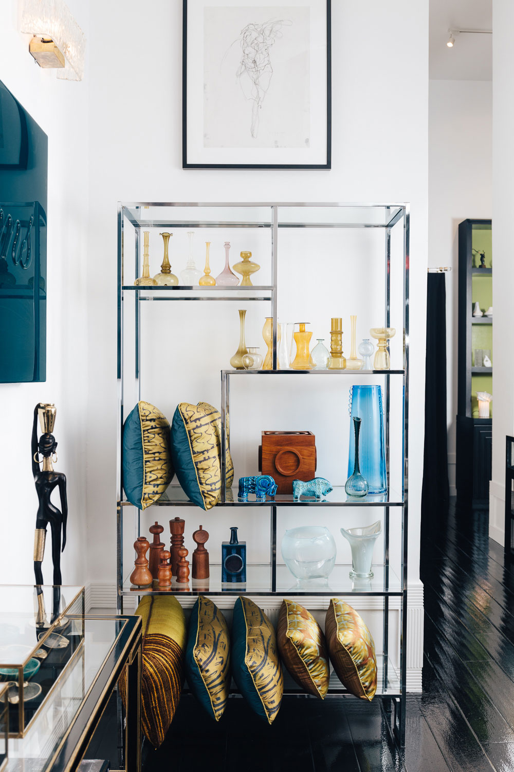 Shelves filled with luxe treasures