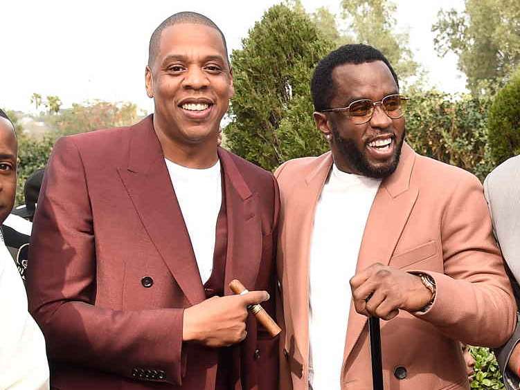  Jay Z and Sean Combs attend 2017 Roc Nation Pre-GRAMMY brunch at Owlwood Estate on February 11)