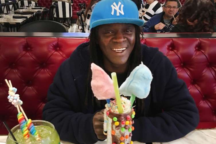 Flavor Flav of Public Enemy was the first celebrity to dine at the new Sugar Factory American Brasserie in Las Vegas. 