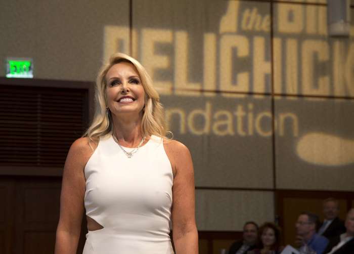 Linda Holliday at the Bill Belichick Foundation Annual Hall of Fame Huddle