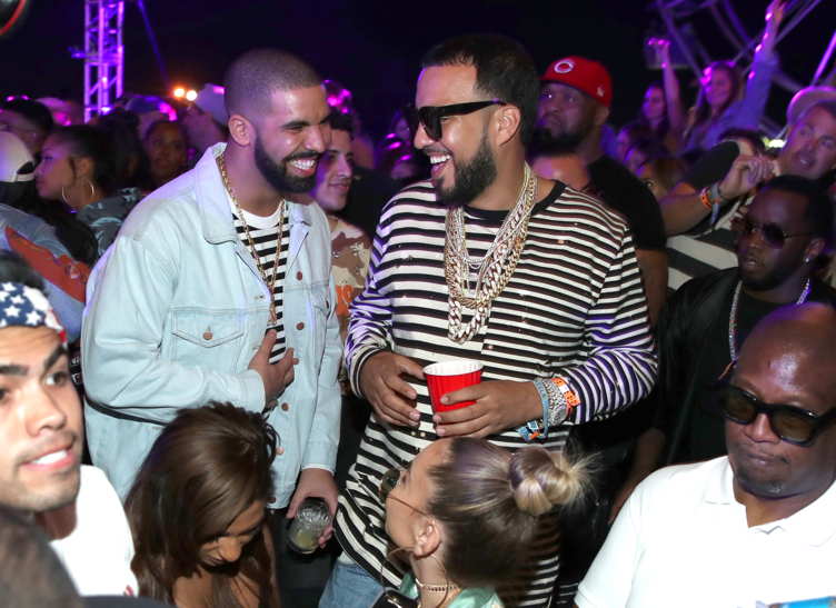 Rappers Drake (L) and French Montana )