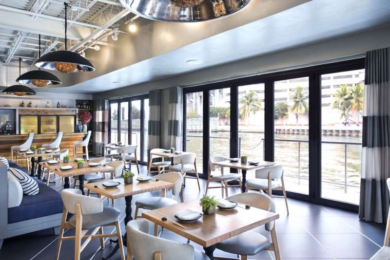 Interiors of Dashi restaurant at the River Yacht Club on the Miami River, Downtown Miami