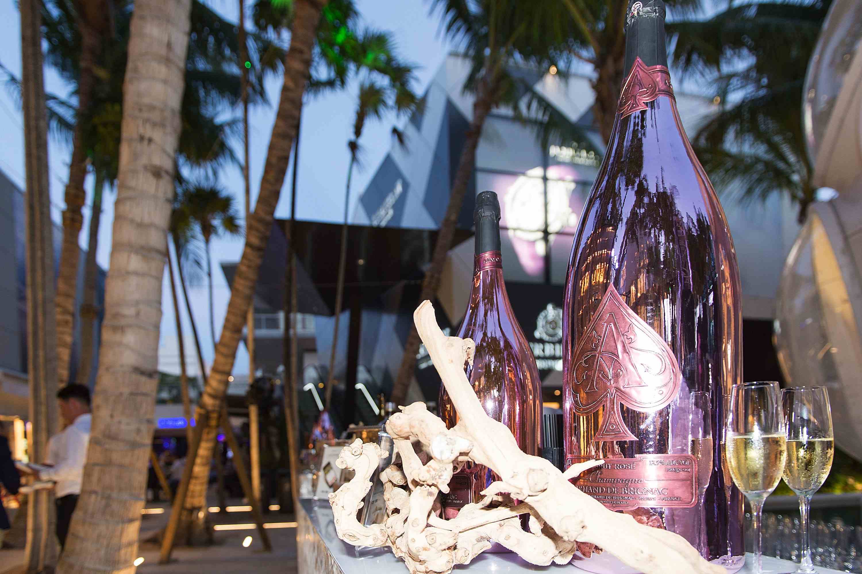 MIAMI, FL - MAY 16: Armand de Brignac champagne bottle at Haute Living Miami's Annual Haute 100 Dinner Presented By Hublot And Prestige Imports at Miami Design District Palm Court on May 16, 2017 in Miami, Florida. 