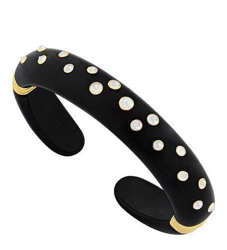 Weekend Twinkle Black Jade Cuff Bracelet with White Topaz Studs, $11,250