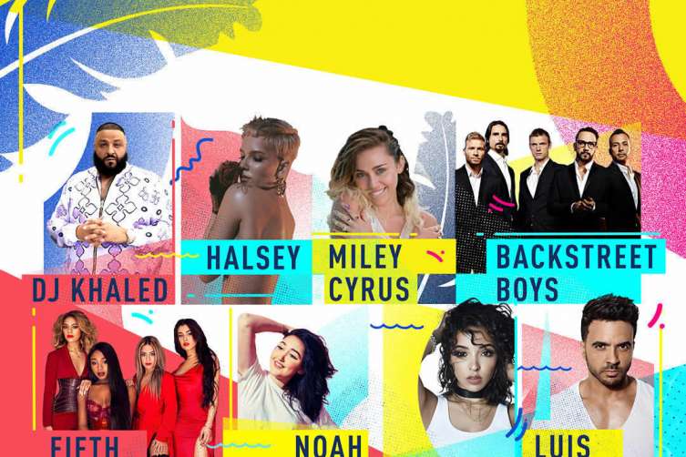 iHeartSummer '17 Pool Party x Fontainebleau Miami Beach Guest Lineup: DJ Khaled, Miley Cyrus, Luis Fonsi, Noah Cyrus, Backstreet Boys, Fifth Harmony, Halsey, Tinashei