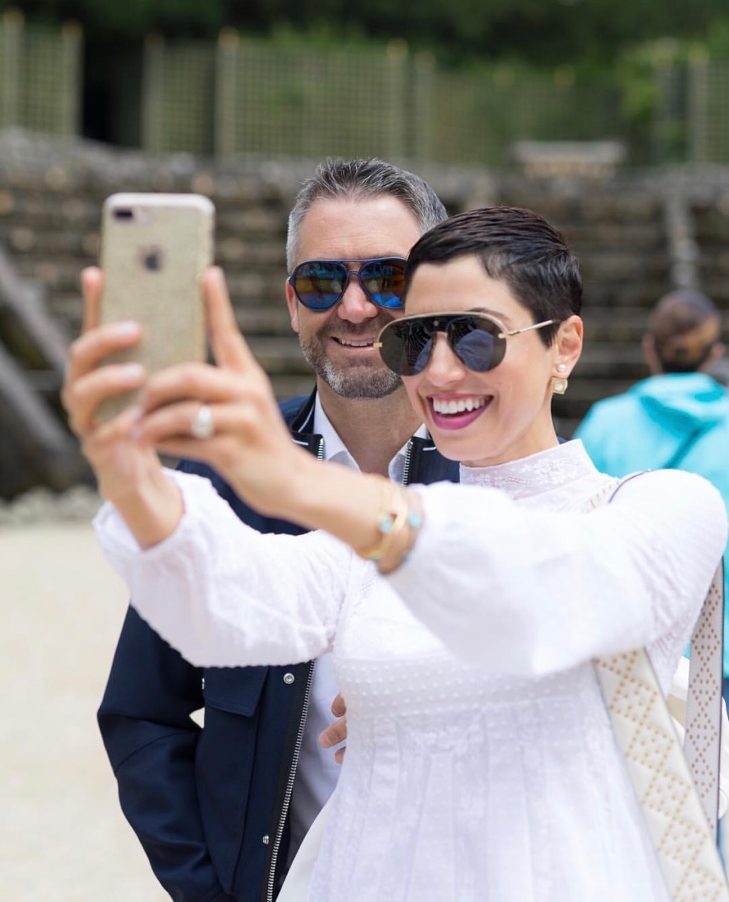 Chrisa Pappas and Dean Sioukas pose for a selfie at Versaille