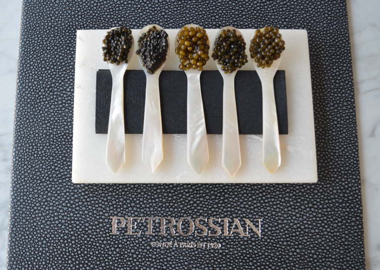 A caviar flight at Petrossian 