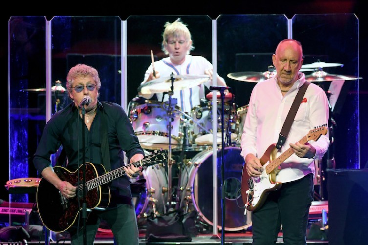 From left, singer Roger Daltrey, touring drummer Zak Starkey and guitarist Pete Townshend of The Who perform on the first night of the band's residency at The Colosseum at Caesars .