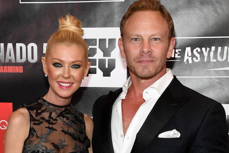 Actress Tara Reid and actor Ian Ziering attend the premiere of "Sharknado 5: Global Swarming" at The Linq.