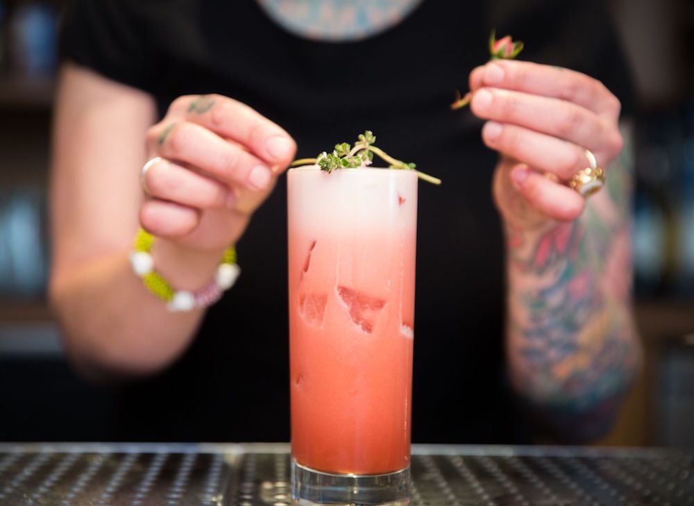 “The Mar Rosso has a hint of pineapple-Riesling simple syrup and Lo-Fi Gentian Amaro. The amaro includes very appealing notes of hibiscus and rose, and is a great substitute for the regular sweet vermouth that’s usually used in a Negroni,” Siebert explains. 