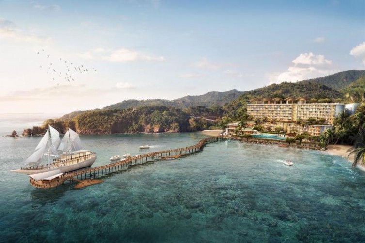 Artist Impression of AYANA Komodo Resort, Waecicu Beach and the AYANA Lako'dia ship
