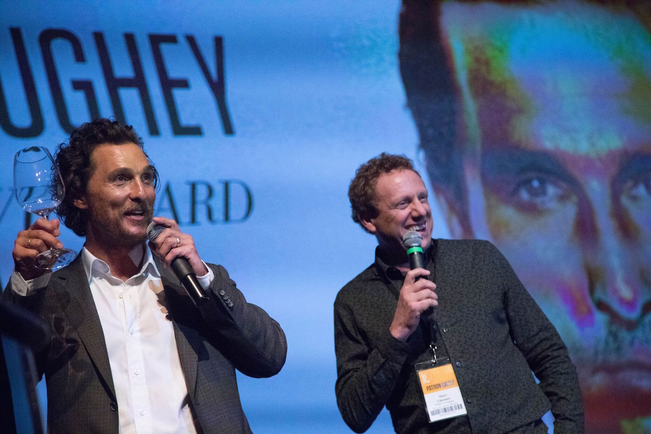 Matthew McConaughey and festival co-founder Marc Lhormer make a toast at NVFF 2016