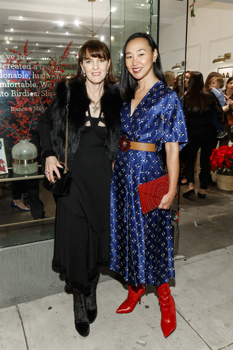 Allison Speer and Carolyn Chang at the Birdies store opening on December 7th 