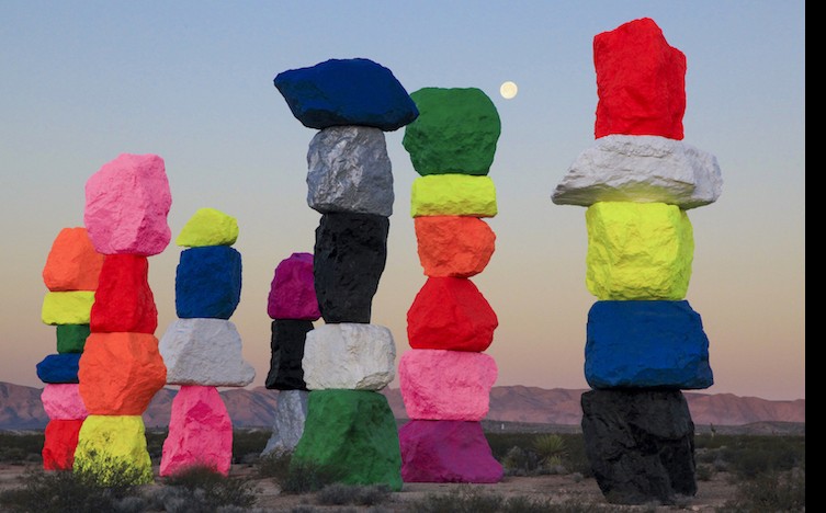 The Secret Art Installation In The Nevada Desert Locals Won’t Disclose Seven Magic Mountains