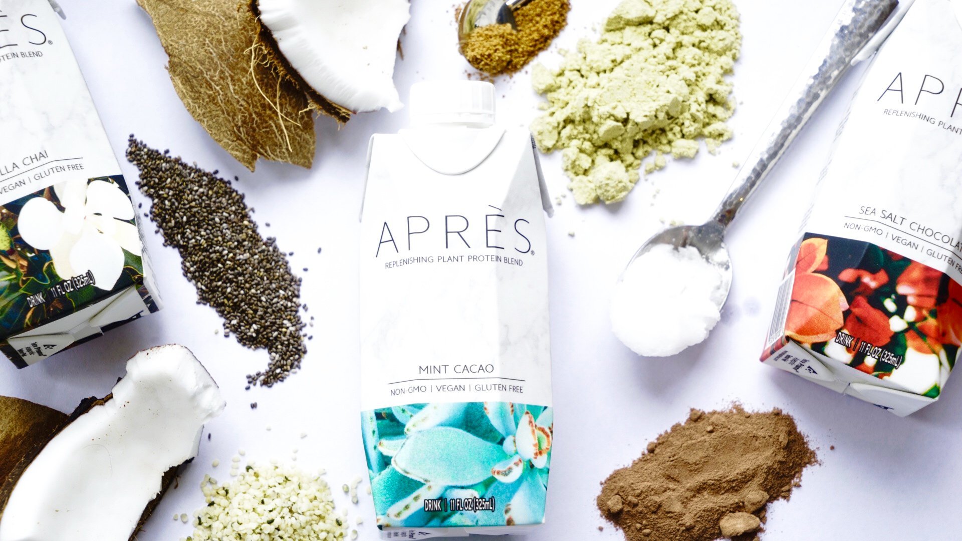 With pretty packaging, organic ingredients, and scrumptious flavors (mint cacao, sea salt chocolate, and chai spiced vanilla), Après will change the way you think about protein shakes 