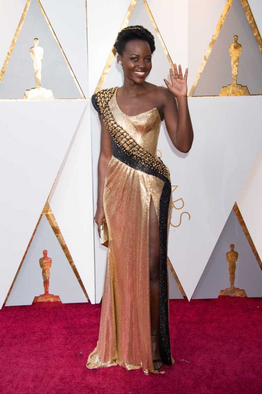 Lupita Nyong'o arrives at the 90th Oscars 