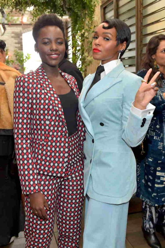 Lupita Nyong'o and Janelle Monae pose as Janelle Monae and Belvedere Vodka kick-off "A Beautiful Future" Campaign with Fem the Future Brunch at Catch LA on March 2