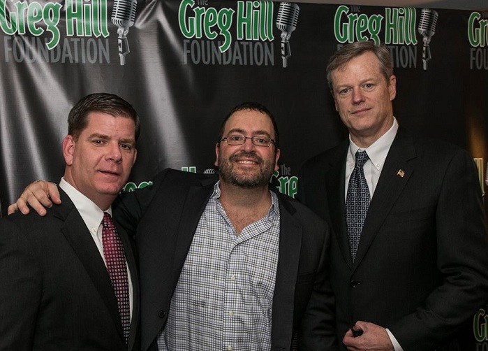 Mayor Marty Walsh, Greg Hill and Governor Charlie Baker