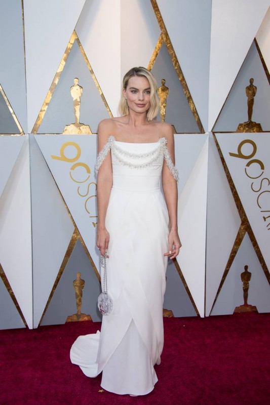 Oscar® nominee for Best Actress, Margot Robbie arrives on the red carpet of The 90th Oscars® 