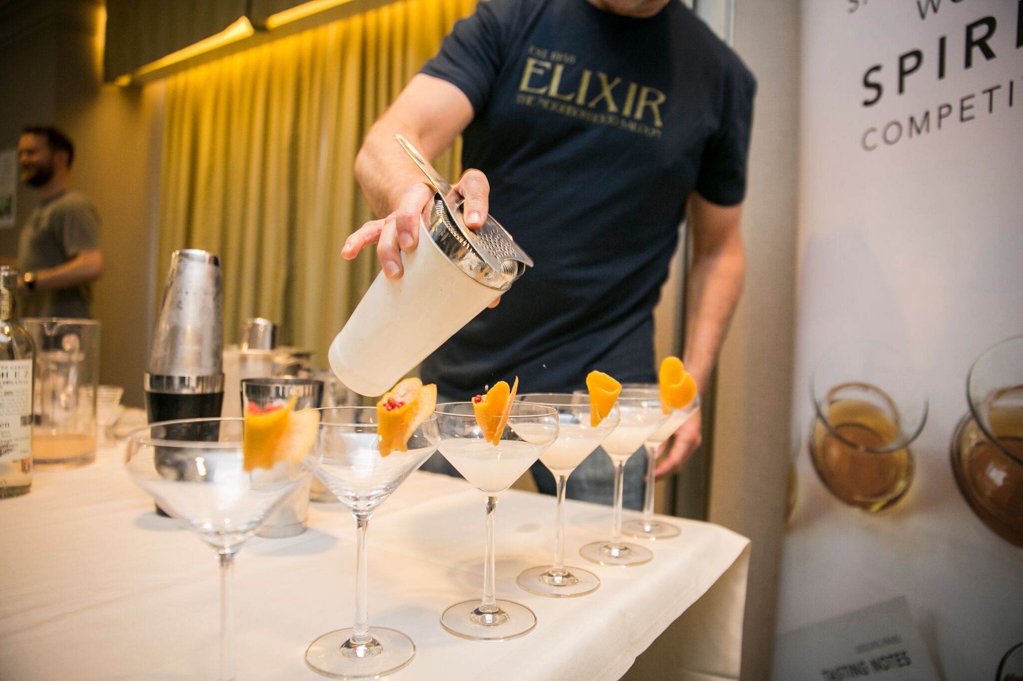 Mixing cocktails at the competition 