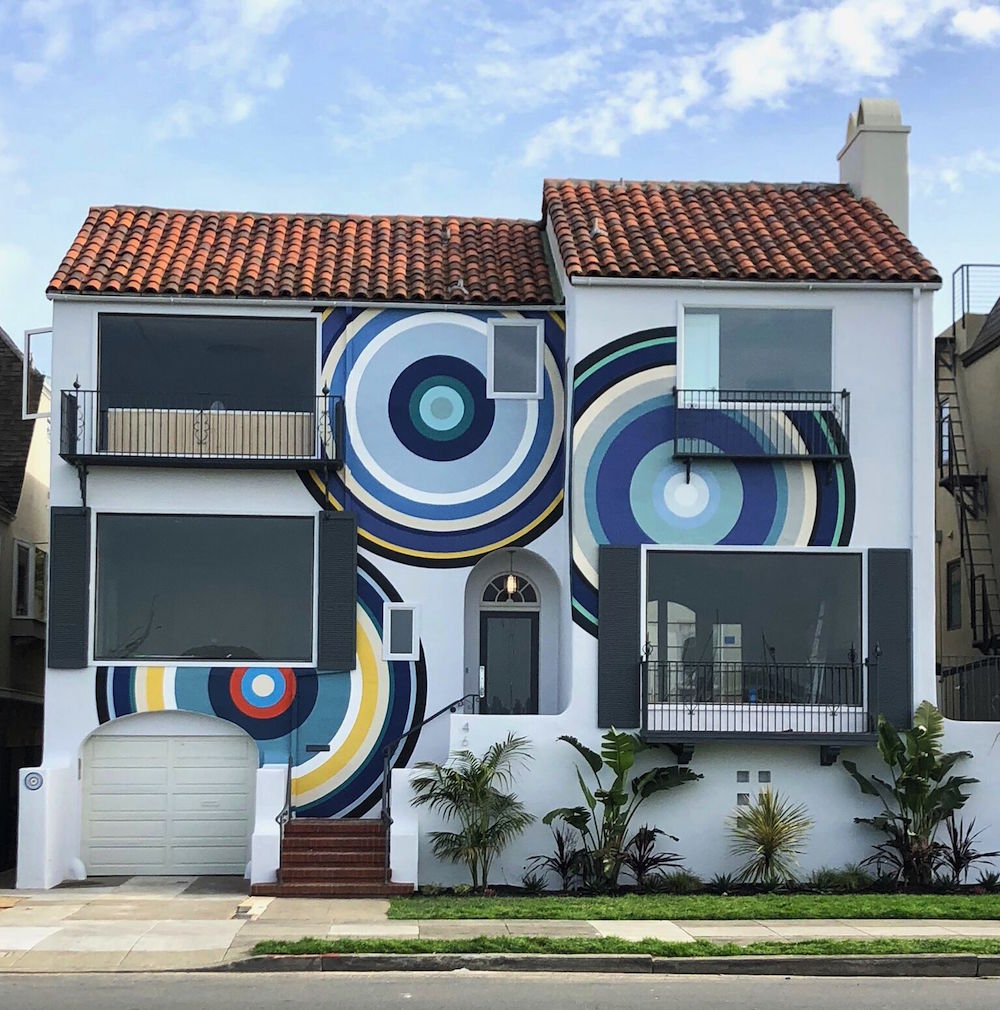 The outside of the house by Simon Breitbard Fine Arts in collaboration with artist AJ Oishi