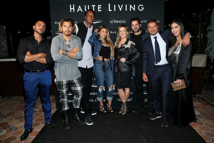 Sunny Gyani, Crime by Design, Scottie Pippen, Larsa Pippen, Claudia Leitte, Marcio Pedreira, Kamal Hotchandani, and Deyvanshi Masrani attend the Haute Living Celebrates Maluma with JetSmarter and Ciroc at The Highlight Room at the Dream Hollywood on May 15, 2018 in Hollywood, California. (Photo by Phillip Faraone/Getty Images for Haute Living)