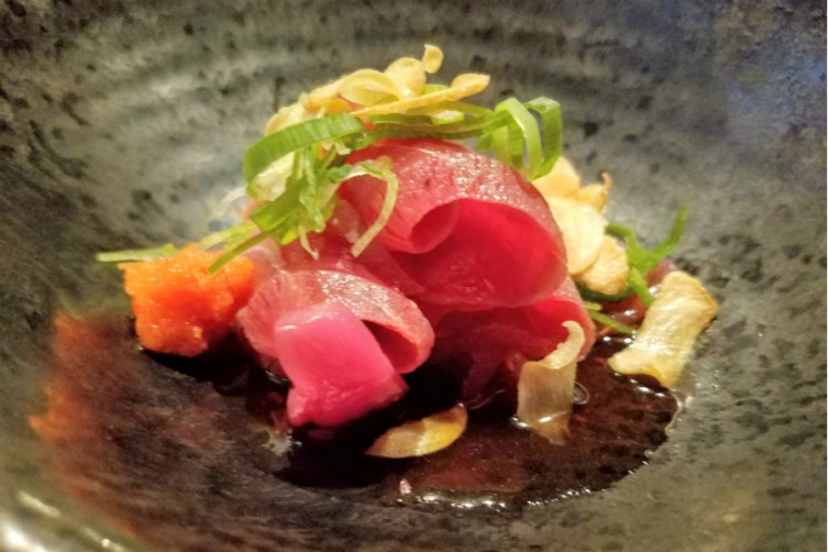 Maguro No Tataki (Sliced Seared Tuna with Chili Daikon and Ponzu Sauce).