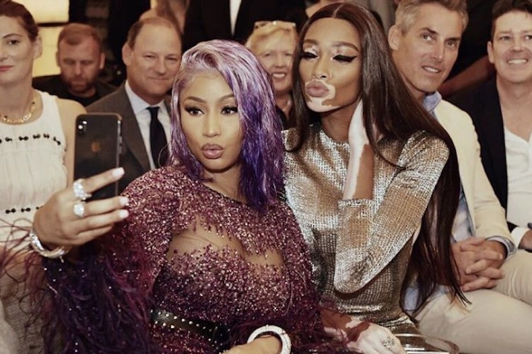 Nicki Minaj and Winnie Harlow posing for a selfie
