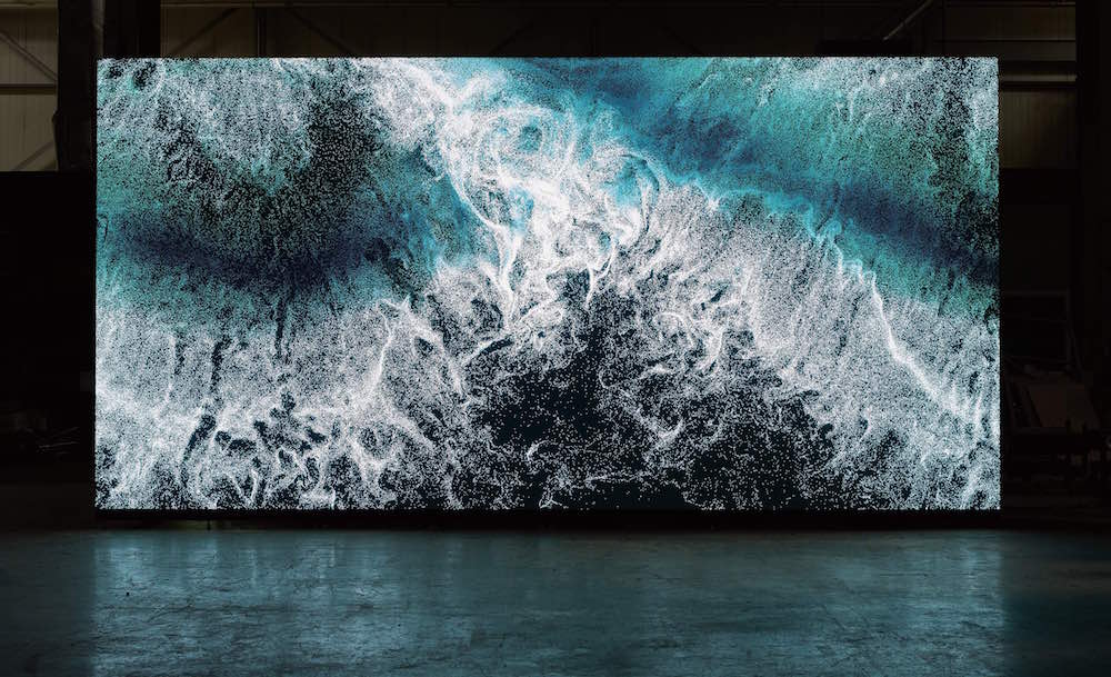 Clifford Ross’s “Digital Wave 9” displayed on LED wall