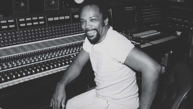 Quincy Jones recording in the studio