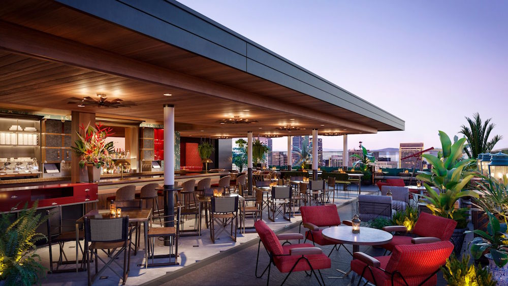 A rendering of the rooftop at the Virgin Hotel 