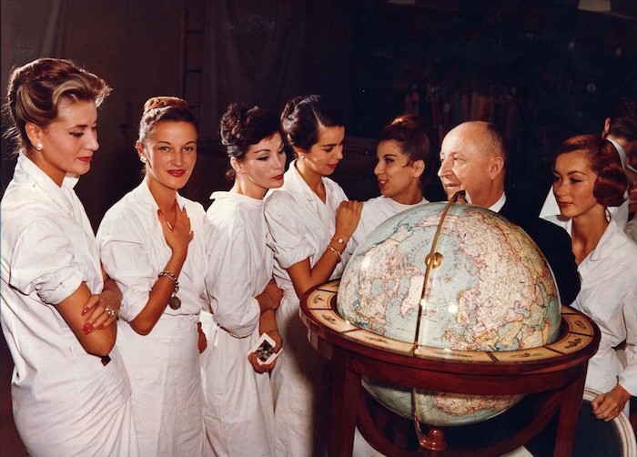 Christian Dior with models, about 1955